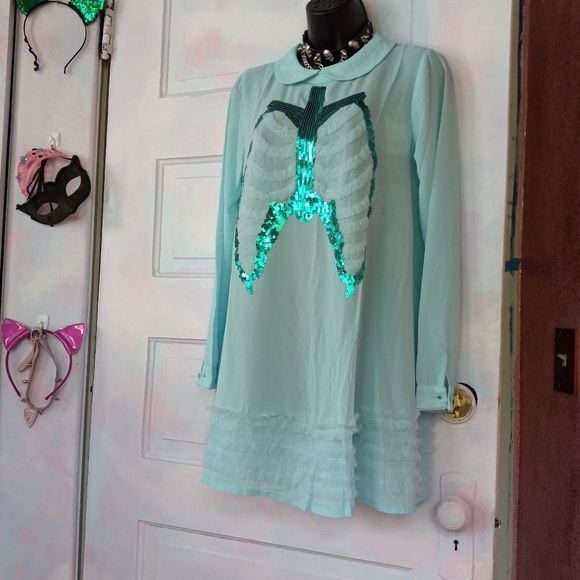Dead Mermaid NWT Iron Fist babydoll lace dress! Pastel goth/ fairycore! - Picture 2 of 16